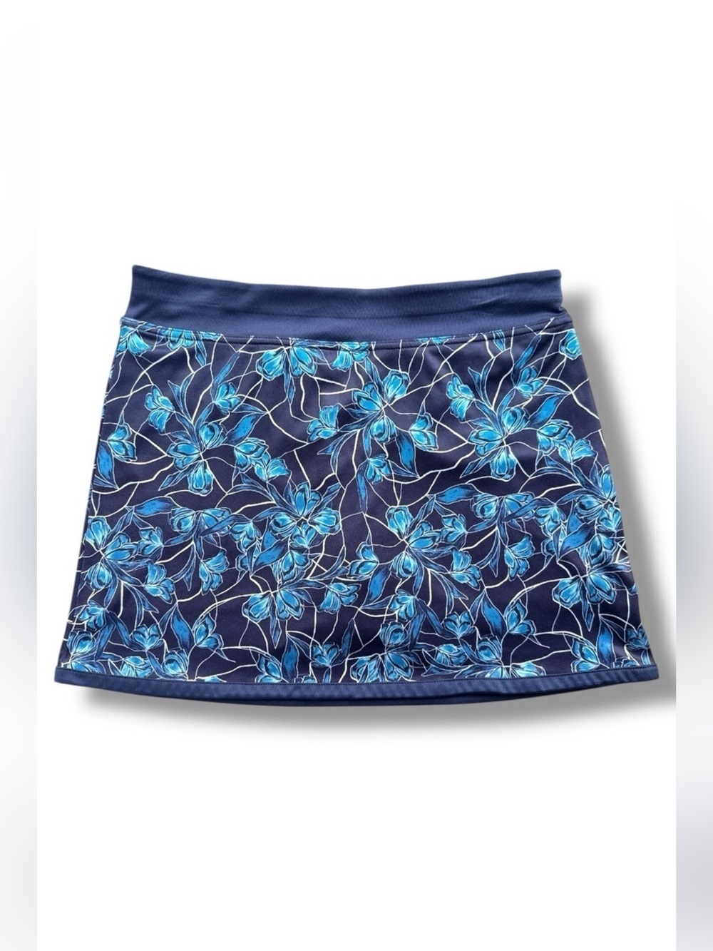 PGA Tour Floral Navy Athletic Skort Mini Skirt A-Line Golf Tennis Running